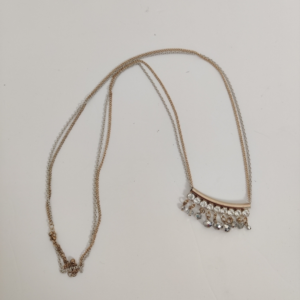 Elegant Rhinestone Fringe Necklace – Silver Chain, Sparkling Accents